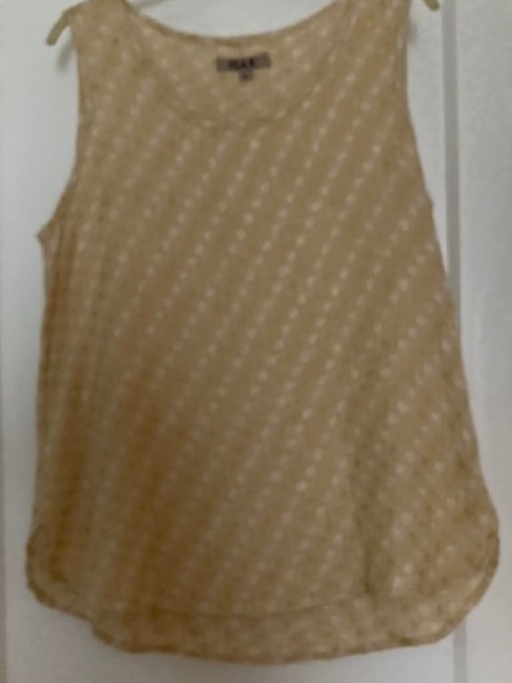 FLAX Linen Tank Top Womens Size S Melon Dot Sleeveless Blouse Gold